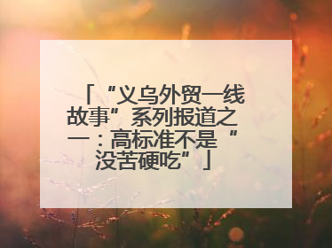 “义乌外贸一线故事”系列报道之一：高标准不是“没苦硬吃”
