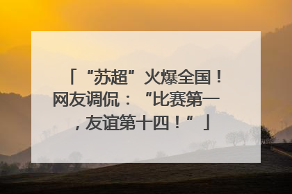 “苏超”火爆全国！网友调侃：“比赛第一，友谊第十四！”