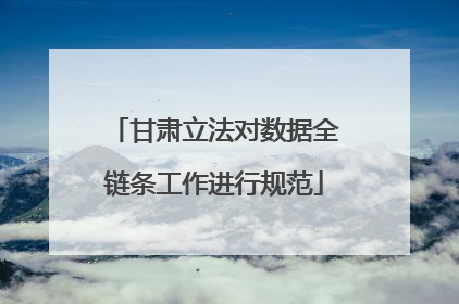 甘肃立法对数据全链条工作进行规范