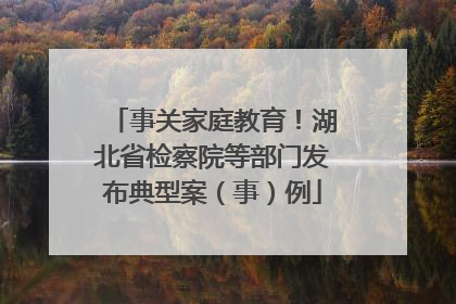 事关家庭教育！湖北省检察院等部门发布典型案（事）例