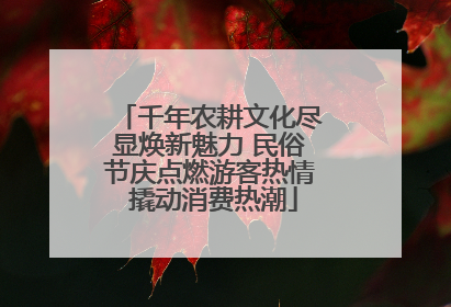 千年农耕文化尽显焕新魅力 民俗节庆点燃游客热情 撬动消费热潮