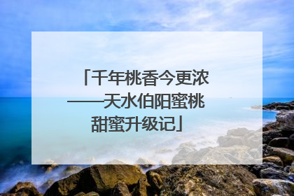 千年桃香今更浓——天水伯阳蜜桃甜蜜升级记