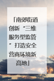 南郊街道创新“三维服务型监管”打造安全营商环境新高地