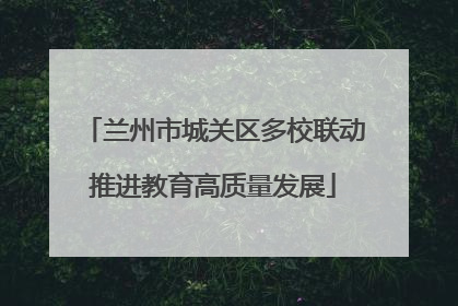 兰州市城关区多校联动推进教育高质量发展