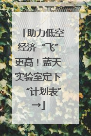 助力低空经济“飞”更高！蓝天实验室定下“计划表”→
