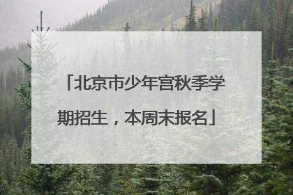北京市少年宫秋季学期招生，本周末报名