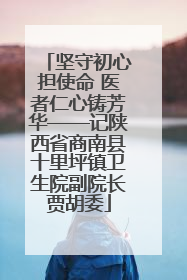 坚守初心担使命 医者仁心铸芳华——记陕西省商南县十里坪镇卫生院副院长贾胡委