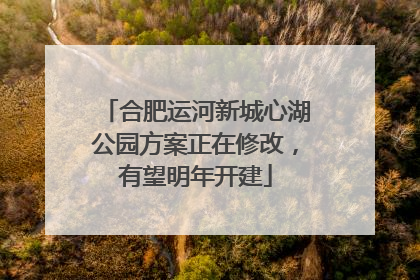 合肥运河新城心湖公园方案正在修改，有望明年开建
