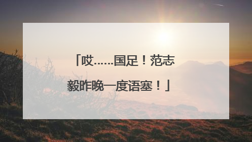 哎……国足！范志毅昨晚一度语塞！