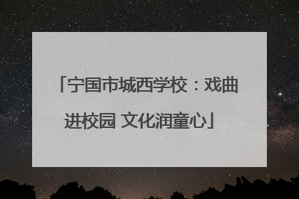 宁国市城西学校：戏曲进校园 文化润童心