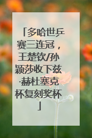 多哈世乒赛三连冠，王楚钦/孙颖莎收下兹·赫杜塞克杯复刻奖杯