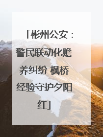 彬州公安：警民联动化赡养纠纷 枫桥经验守护夕阳红