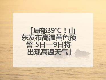 局部39℃！山东发布高温黄色预警 5日—9日将出现高温天气