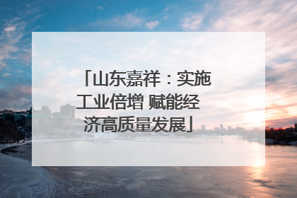 山东嘉祥：实施工业倍增 赋能经济高质量发展