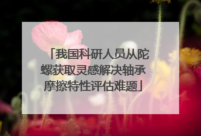 我国科研人员从陀螺获取灵感解决轴承摩擦特性评估难题