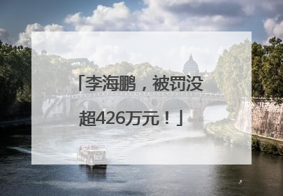 李海鹏，被罚没超426万元！