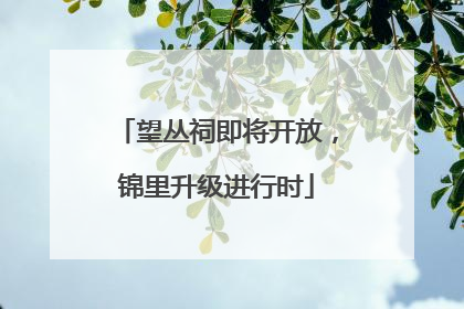 望丛祠即将开放，锦里升级进行时