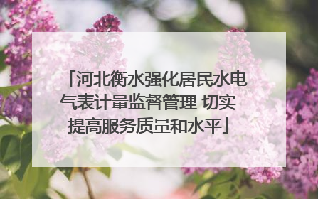 河北衡水强化居民水电气表计量监督管理 切实提高服务质量和水平