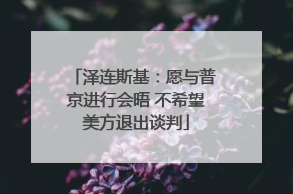 泽连斯基：愿与普京进行会晤 不希望美方退出谈判