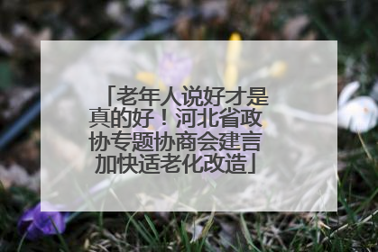老年人说好才是真的好！河北省政协专题协商会建言加快适老化改造