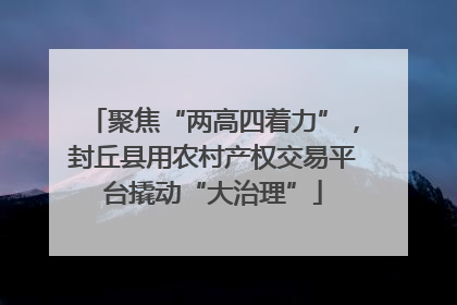聚焦“两高四着力”，封丘县用农村产权交易平台撬动“大治理”