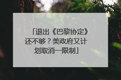 退出《巴黎协定》还不够？美政府又计划取消一限制