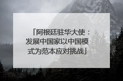 阿根廷驻华大使：发展中国家以中国模式为范本应对挑战
