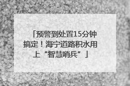 预警到处置15分钟搞定！海宁道路积水用上“智慧哨兵”